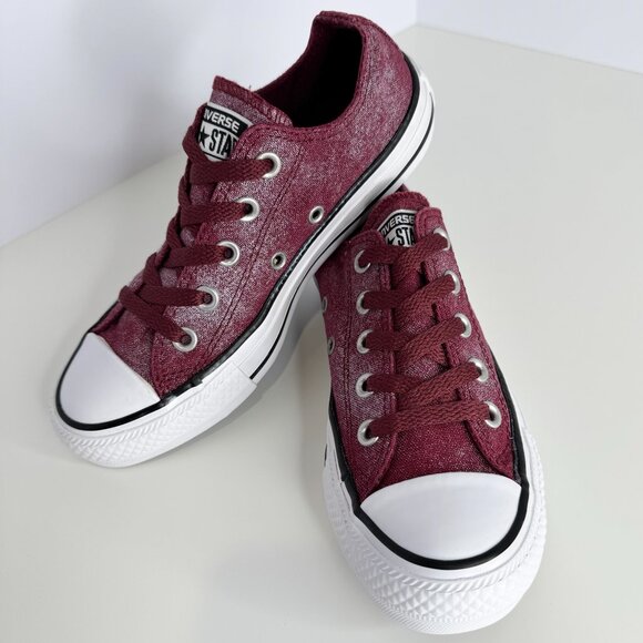 NWOT Converse All Star Shoes Womens 5‎ Maroon Silver Metallic Low Top Sneakers - Picture 5 of 5